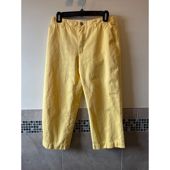 MAX MARA Weekend Yellow 100% Cotton Chino Cropped Pants SZ 8 - Picture 1 of 6